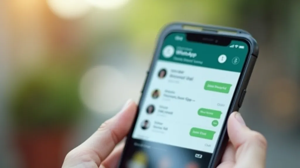 Close-up of smartphone screen showing WhatsApp interface with message notifications