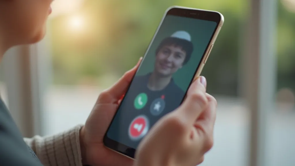 Video call interface on smartphone screen showing mute button and volume controls highlighted